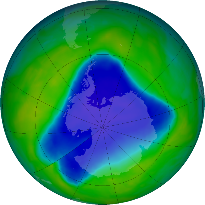 Antarctic ozone map for 12 November 2008